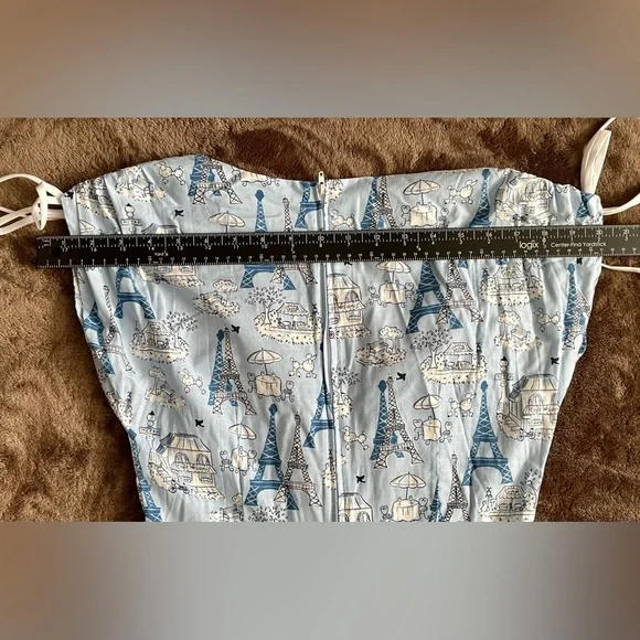 SOLD | ModCloth x Bernie Dexter Blue Sophie Dress Eiffel Tower Poodle SMALL - Picture 9 of 12